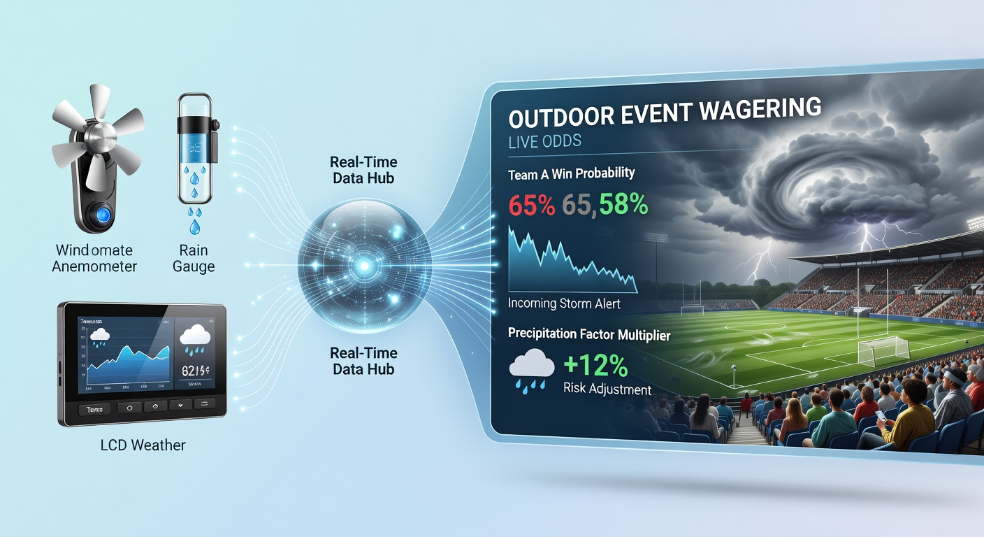 Live odds aanpassingen tijdens een regenbui op een buiten sportevenement