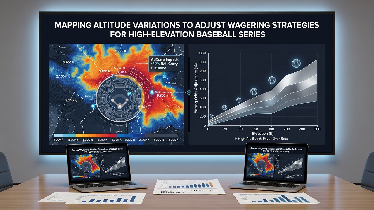 Grafiek van run-gemiddelden op verschillende hoogtes in MLB-stadions