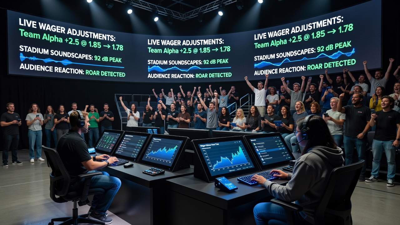 Close-up van live betting interface met odds updates tijdens een indoor league match