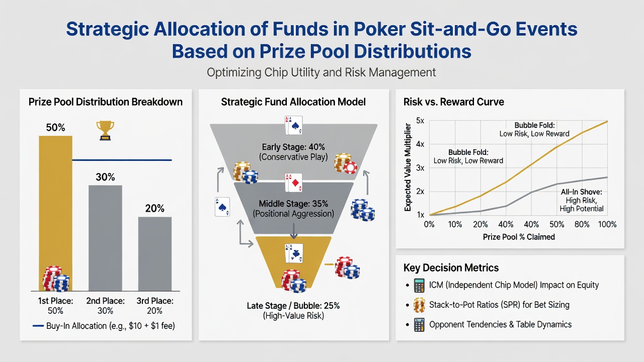Grafiek met bankrollallocatie percentages voor verschillende sit-and-go payout structuren